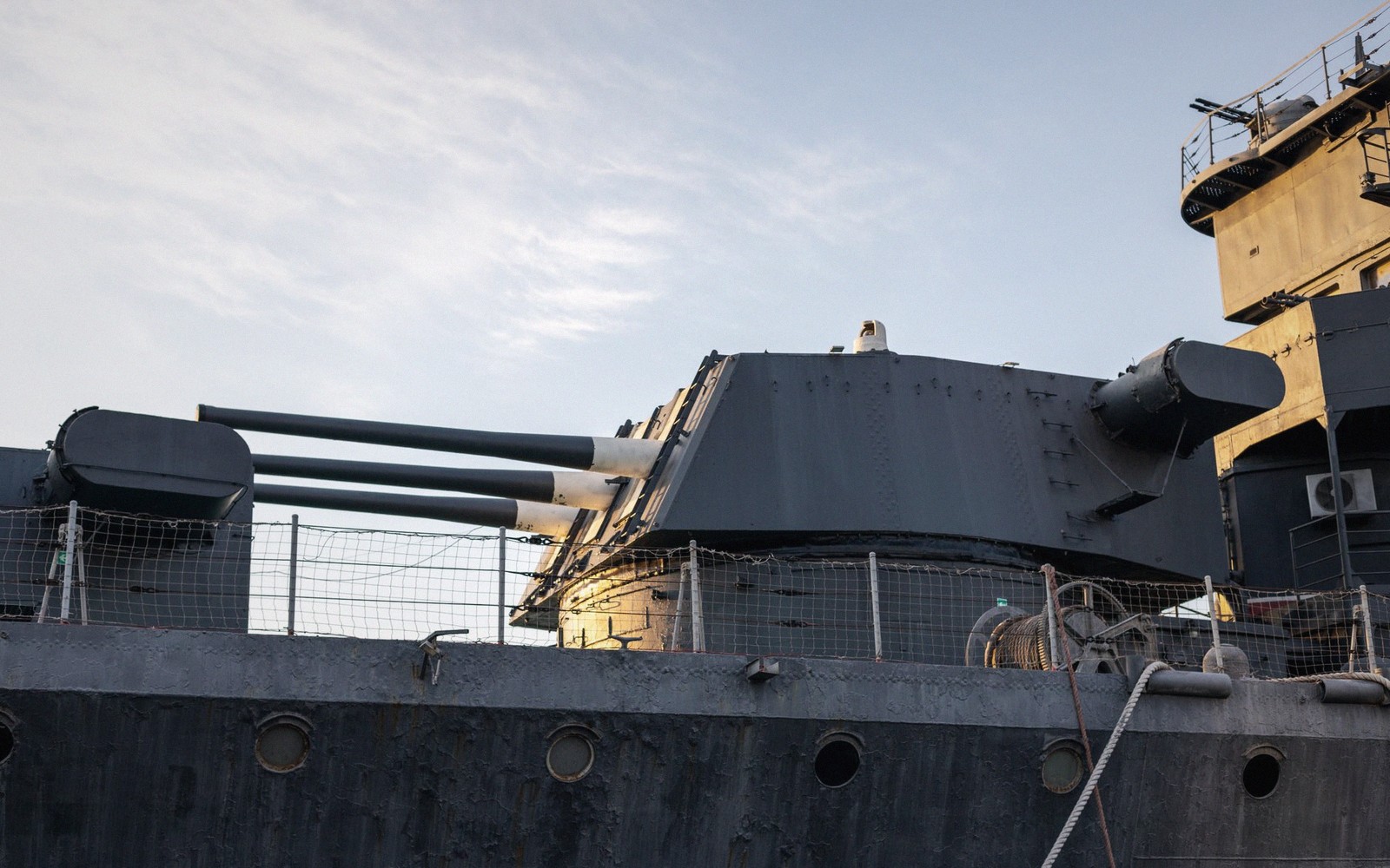 a battleship main-battery turret and barrels